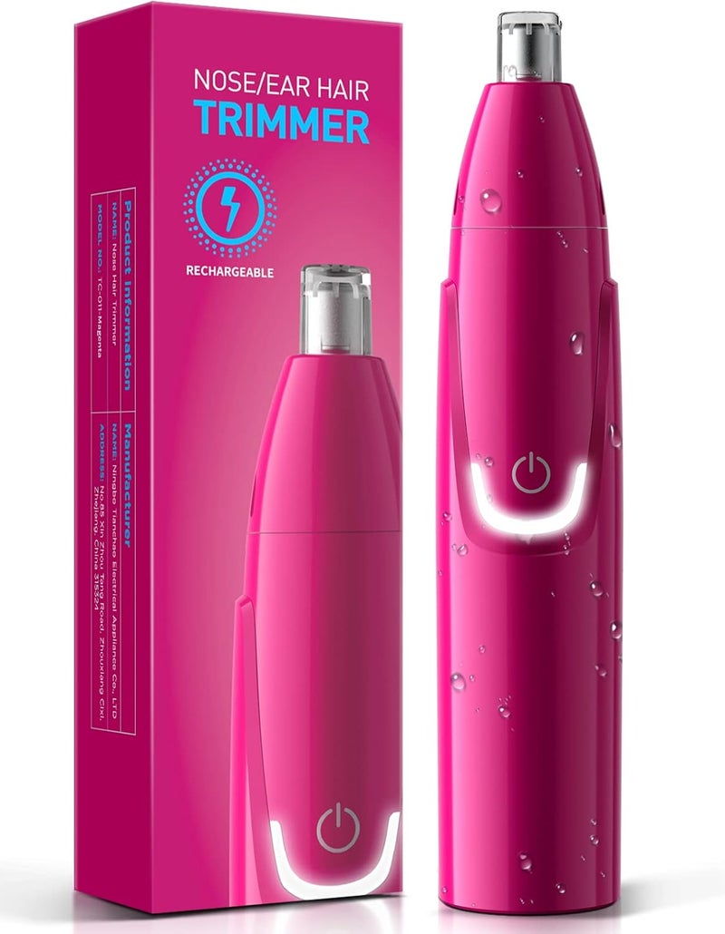 ZORAMI Rechargeable Ear and Nose Hair Trimmer - 2025 Professional Painless Eyebrow & Facial Hair Trimmer for Men Women, Powerful Motor and Dual-Edge Blades for Smoother Cutting Magenta - Image 1